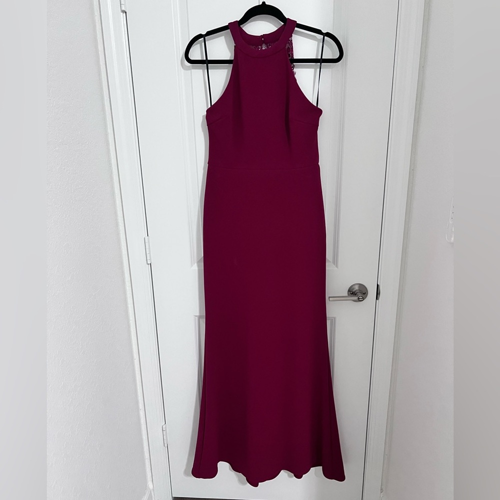 Elegant Burgundy Halter Maxi Dress